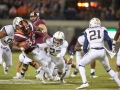 October 25, 2018: Virginia Tech Hokies running back Steven Peoples (32) tries to break free of Georgia Tech tacklers during NCAA football action between the Georgia Tech Yellow Jackets and the Virginia Tech Hokies at Lane Stadium in Blacksburg, VA. Jonathan Huff/CSM