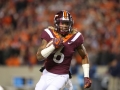 October 25, 2018: Virginia Tech Hokies wide receiver Hezekiah Grimsley (6) tries to break out of the Virginia Tech backfield during NCAA football action between the Georgia Tech Yellow Jackets and the Virginia Tech Hokies at Lane Stadium in Blacksburg, VA. Jonathan Huff/CSM