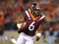 October 25, 2018: Virginia Tech Hokies wide receiver Hezekiah Grimsley (6) tries to break out of the Virginia Tech backfield during NCAA football action between the Georgia Tech Yellow Jackets and the Virginia Tech Hokies at Lane Stadium in Blacksburg, VA. Jonathan Huff/CSM