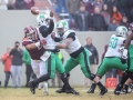 December 1, 2018: Virginia Tech Hokies defensive lineman Ricky Walker (8) forces a fumble in the first quarter during NCAA football action between the Marshall Thundering Herd and the Virginia Tech Hokies at Lane Stadium in Blacksburg, VA. Jonathan Huff/CSM