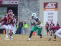 December 1, 2018: Marshall Thundering Herd wide receiver Obi Obialo (7) tires to break free of Tech defenders after a first down, during NCAA football action between the Marshall Thundering Herd and the Virginia Tech Hokies at Lane Stadium in Blacksburg, VA. Jonathan Huff/CSM