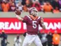 December 1, 2018: Virginia Tech Hokies quarterback Ryan Willis (5) throws to a receiver during NCAA football action between the Marshall Thundering Herd and the Virginia Tech Hokies at Lane Stadium in Blacksburg, VA. Jonathan Huff/CSM