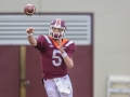 December 1, 2018: Virginia Tech Hokies quarterback Ryan Willis (5) throws to a receiver during NCAA football action between the Marshall Thundering Herd and the Virginia Tech Hokies at Lane Stadium in Blacksburg, VA. Jonathan Huff/CSM