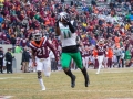 December 1, 2018: Marshall Thundering Herd tight end Xavier Gaines (11) catches a touchdown pass in the fourth quarter during NCAA football action between the Marshall Thundering Herd and the Virginia Tech Hokies at Lane Stadium in Blacksburg, VA. Jonathan Huff/CSM