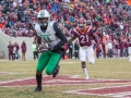 December 1, 2018: Marshall Thundering Herd tight end Xavier Gaines (11) catches a touchdown pass in the fourth quarter during NCAA football action between the Marshall Thundering Herd and the Virginia Tech Hokies at Lane Stadium in Blacksburg, VA. Jonathan Huff/CSM