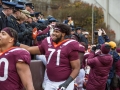 December 1, 2018: Virginia Tech Hokies offensive lineman T.J. Jackson (71) celebrates with his teammates and the Virginia Tech Corps of Cadets after the Virginia Tech Hokies win over the Marshall Thundering Herd at Lane Stadium in Blacksburg, VA. Jonathan Huff/CSM