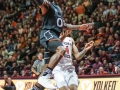 March 8, 2019: Miami (Fl) Hurricanes guard Chris Lykes (0) takes a fast break layup during NCAA basketball action between the Miami (Fl) Hurricanes and the Virginia Tech Hokies at Cassell Coliseum Blacksburg, VA. Virginia Tech defeats Miami (Fl) 84 -70.  Jonathan Huff/CSM