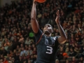 March 8, 2019: Miami (Fl) Hurricanes guard Anthony Lawrence II (3) makes a layup during NCAA basketball action between the Miami (Fl) Hurricanes and the Virginia Tech Hokies at Cassell Coliseum Blacksburg, VA. Virginia Tech defeats Miami (Fl) 84 -70.  Jonathan Huff/CSM