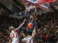 March 8, 2019: Miami (Fl) Hurricanes center Ebuka Izundu (15) dunks the ball during NCAA basketball action between the Miami (Fl) Hurricanes and the Virginia Tech Hokies at Cassell Coliseum Blacksburg, VA. Virginia Tech defeats Miami (Fl) 84 -70.  Jonathan Huff/CSM