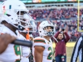 November 17, 2018: Miami Hurricanes running back Travis Homer (24) watches the coin flip before NCAA football action between the Miami Hurricanes and the Virginia Tech Hokies at Lane Stadium in Blacksburg, VA. Jonathan Huff/CSM