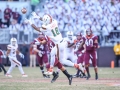 November 17, 2018: Miami Hurricanes wide receiver Lawrence Cager (18) catches the ball for a first down during NCAA football action between the Miami Hurricanes and the Virginia Tech Hokies at Lane Stadium in Blacksburg, VA. Jonathan Huff/CSM