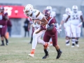 November 17, 2018: Miami Hurricanes wide receiver Lawrence Cager (18) catches the ball for a first down during NCAA football action between the Miami Hurricanes and the Virginia Tech Hokies at Lane Stadium in Blacksburg, VA. Jonathan Huff/CSM