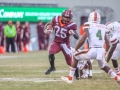 November 17, 2018: Virginia Tech Hokies running back Steven Peoples (25) tries to break free of the Miami defense during NCAA football action between the Miami Hurricanes and the Virginia Tech Hokies at Lane Stadium in Blacksburg, VA. Jonathan Huff/CSM