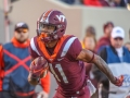 November 17, 2018: Virginia Tech Hokies wide receiver Tre Turner (11) catches a touchdown pass in the first half during NCAA football action between the Miami Hurricanes and the Virginia Tech Hokies at Lane Stadium in Blacksburg, VA. Jonathan Huff/CSM