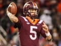 November 17, 2018: Virginia Tech Hokies quarterback Ryan Willis (5) looks for a receiver downfield during NCAA football action between the Miami Hurricanes and the Virginia Tech Hokies at Lane Stadium in Blacksburg, VA. Jonathan Huff/CSM
