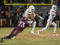 November 17, 2018: Miami Hurricanes running back Travis Homer (24) tries to break free of Hokie defenders during NCAA football action between the Miami Hurricanes and the Virginia Tech Hokies at Lane Stadium in Blacksburg, VA. Jonathan Huff/CSM