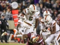 November 17, 2018: Miami Hurricanes defensive back Jhavonte Dean (6) brings the ball out of the end zone, after an interception during NCAA football action between the Miami Hurricanes and the Virginia Tech Hokies at Lane Stadium in Blacksburg, VA. Jonathan Huff/CSM