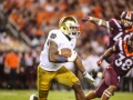 October 6, 2018: Notre Dame Fighting Irish running back Dexter Williams (2) tries to break out of the Notre Dame backfield during NCAA football action between the Notre Dame Fighting Irish and the Virginia Tech Hokies at Lane Stadium in Blacksburg, VA. Jonathan Huff/CSM