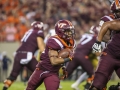 October 6, 2018: Virginia Tech Hokies running back Deshawn McClease (33) tries to breakout of the Virginia Tech backfield during NCAA football action between the Notre Dame Fighting Irish and the Virginia Tech Hokies at Lane Stadium in Blacksburg, VA. Jonathan Huff/CSM