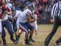 November 23, 2018: Virginia Cavaliers running back Jordan Ellis (1) tries to break free of Hokie defenders during NCAA football action between the Virginia Cavaliers and the Virginia Tech Hokies at Lane Stadium in Blacksburg, VA. Jonathan Huff/CSM