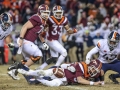 November 23, 2018: Virginia Tech Hokies quarterback Ryan Willis (5) fumbles the ball in the fourth quarter during NCAA football action between the Virginia Cavaliers and the Virginia Tech Hokies at Lane Stadium in Blacksburg, VA. Jonathan Huff/CSM