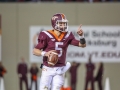November 23, 2018: Virginia Tech Hokies quarterback Ryan Willis (5) looks for a receiver during NCAA football action between the Virginia Cavaliers and the Virginia Tech Hokies at Lane Stadium in Blacksburg, VA. Jonathan Huff/CSM