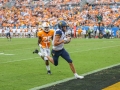 September 1, 2018: West Virginia Mountaineers wide receiver David Sills V (13) catches his first of two touchdowns during NCAA football action between the West Virginia Mountaineers and the Tennessee Volunteers at the Belk College Kickoff at Bank of America Stadium in Charlotte, NC. West Virginia defeated Tennessee 40-14. Jonathan Huff/CSM