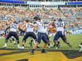 September 1, 2018: West Virginia Mountaineers quarterback Will Grier (7) throws from his own end zone during NCAA football action between the West Virginia Mountaineers and the Tennessee Volunteers at the Belk College Kickoff at Bank of America Stadium in Charlotte, NC. West Virginia defeated Tennessee 40-14. Jonathan Huff/CSM