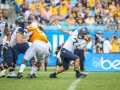 September 1, 2018: West Virginia Mountaineers quarterback Will Grier (7) tries to escape the pocket before being sacked during NCAA football action between the West Virginia Mountaineers and the Tennessee Volunteers at the Belk College Kickoff at Bank of America Stadium in Charlotte, NC. West Virginia defeated Tennessee 40-14. Jonathan Huff/CSM