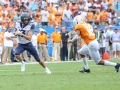 September 1, 2018: West Virginia Mountaineers wide receiver David Sills V (13) catches the ball and runs for a first down during NCAA football action between the West Virginia Mountaineers and the Tennessee Volunteers at the Belk College Kickoff at Bank of America Stadium in Charlotte, NC. Jonathan Huff/CSM