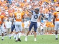 September 1, 2018: West Virginia Mountaineers wide receiver David Sills V (13) celebrates a first down catch during NCAA football action between the West Virginia Mountaineers and the Tennessee Volunteers at the Belk College Kickoff at Bank of America Stadium in Charlotte, NC. Jonathan Huff/CSM
