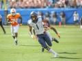 September 1, 2018: West Virginia Mountaineers wide receiver T.J. Simmons (1) breaks free of defenders to score a touchdown in the first half during NCAA football action between the West Virginia Mountaineers and the Tennessee Volunteers at the Belk College Kickoff at Bank of America Stadium in Charlotte, NC. Jonathan Huff/CSM