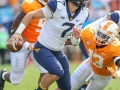 September 1, 2018: West Virginia Mountaineers quarterback Will Grier (7) breaks out of the pocket during NCAA football game between the West Virginia Mountaineers and the Tennessee Volunteers at the Belk College Kickoff at Bank of America Stadium in Charlotte, NC. Jonathan Huff/CSM