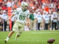 September 8, 2018: William & Mary Tribe punter Will Michael (80) tries to pick up a snap that went over his head during NCAA football action between the William & Mary Tribe and the Virginia Tech Hokies at Lane Stadium in Blacksburg, VA. Jonathan Huff/CSM