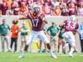 September 8, 2018: Virginia Tech Hokies quarterback Josh Jackson (17) throws for a first down during NCAA football action between the William & Mary Tribe and the Virginia Tech Hokies at Lane Stadium in Blacksburg, VA. Jonathan Huff/CSM