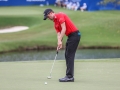 August 19, 2018: Webb Simpson putts for eagle on the 15th green during the final round of the Wyndham Championship at Sedgefield Country Club in Greensboro, NC. Jonathan Huff/CSM