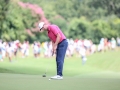 August 19, 2018: Harris English putts for birdie on the first hole during the final round of the Wyndham Championship at Sedgefield Country Club in Greensboro, NC. Jonathan Huff/CSM
