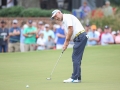August 18, 2018:  Cameron Percy putts for birdie on the 9th green during the third round of the Wyndham Championship at Sedgefield Country Club in Greensboro, NC. Jonathan Huff/CSM