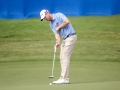 August 19, 2018:  David Hearn putts for eagle the 15th green during the third round of the Wyndham Championship at Sedgefield Country Club in Greensboro, NC. Jonathan Huff/CSM
