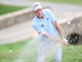 August 19, 2018: Jim Furyk chips out of the bunker on the 15th hole during the final round of the Wyndham Championship at Sedgefield Country Club in Greensboro, NC. Jonathan Huff/CSM