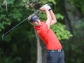 August 19, 2018: Brett Stegmaier tees off from the second tee during the final round of the Wyndham Championship at Sedgefield Country Club in Greensboro, NC. Jonathan Huff/CSM