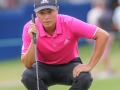 August 18, 2018: John Oda prepares to putt for birdie on the 10th green during the third round of the Wyndham Championship at Sedgefield Country Club in Greensboro, NC. Jonathan Huff/CSM