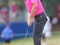 August 18, 2018: John Oda putts for birdie on the 10th green during the third round of the Wyndham Championship at Sedgefield Country Club in Greensboro, NC. Jonathan Huff/CSM