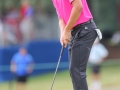 August 18, 2018: John Oda putts for birdie on the 10th green during the third round of the Wyndham Championship at Sedgefield Country Club in Greensboro, NC. Jonathan Huff/CSM