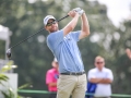 August 19, 2018: David Hearn watches his drive from the 18th tee during the third round of the Wyndham Championship at Sedgefield Country Club in Greensboro, NC. Jonathan Huff/CSM
