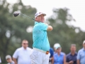 August 19, 2018: D.A. Points watches his drive from the 18th tee during the third round of the Wyndham Championship at Sedgefield Country Club in Greensboro, NC. Jonathan Huff/CSM