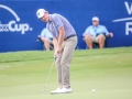 August 19, 2018: Brandt Snedeker putts for birdie on the 18th hole during the third round of the Wyndham Championship at Sedgefield Country Club in Greensboro, NC. Jonathan Huff/CSM