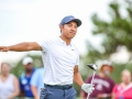 August 19, 2018: C.T. Pan reacts to his tee shot from the 18th tee box during the final round of the Wyndham Championship at Sedgefield Country Club in Greensboro, NC. Jonathan Huff/CSM