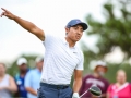 August 19, 2018: C.T. Pan reacts to his tee shot from the 18th tee box during the final round of the Wyndham Championship at Sedgefield Country Club in Greensboro, NC. Jonathan Huff/CSM