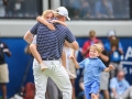 August 19, 2018: Brandt Snedeker is joined by his family to celebrate him winning the Wyndham Championship at Sedgefield Country Club in Greensboro, NC. Jonathan Huff/CSM